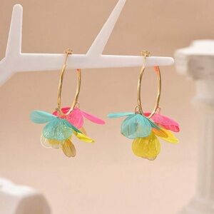 (NEW) Colorful Floral Hoop Earrings